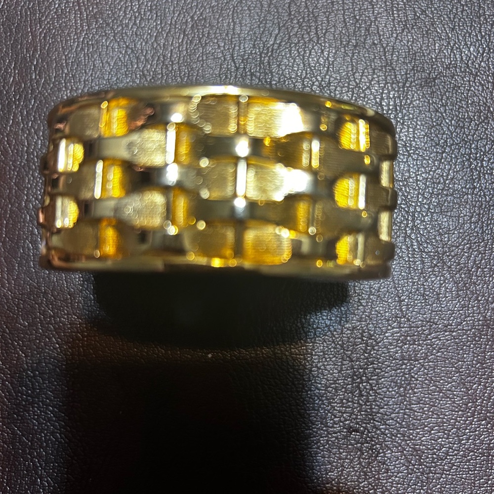 VINTAGE ESTATE CHUNKY HEAVY BASKET WEAVE CLAMPER 6 3/4" BRACELET! - Picture 6 of 12